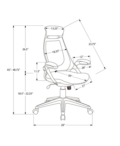 Office Chair, Adjustable Height, Swivel, Ergonomic, Armrests, Contemporary & Modern