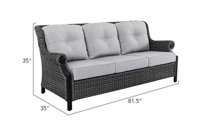 Lassen wicker living room set: 1 three-seater sofa and 2 swivel rocking chairs
