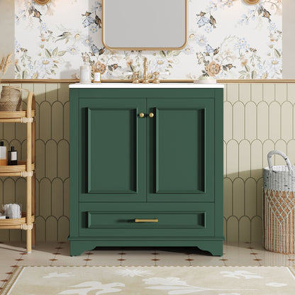Bathroom Vanity With Sink, Cabinet & 2 Soft Closing Doors & Adjustable Shelf