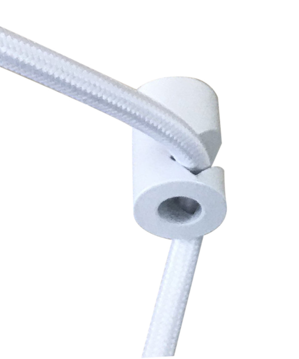 16"W 2 Light Swag Plug-In Pendant White Linen Drum with Diffuser White Cord