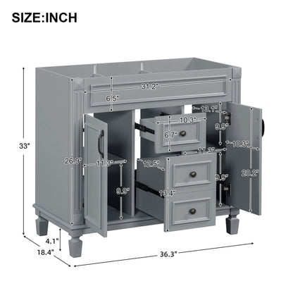 Bathroom Vanity Cabinet With 2 Soft Closing Doors And 2 Drawers