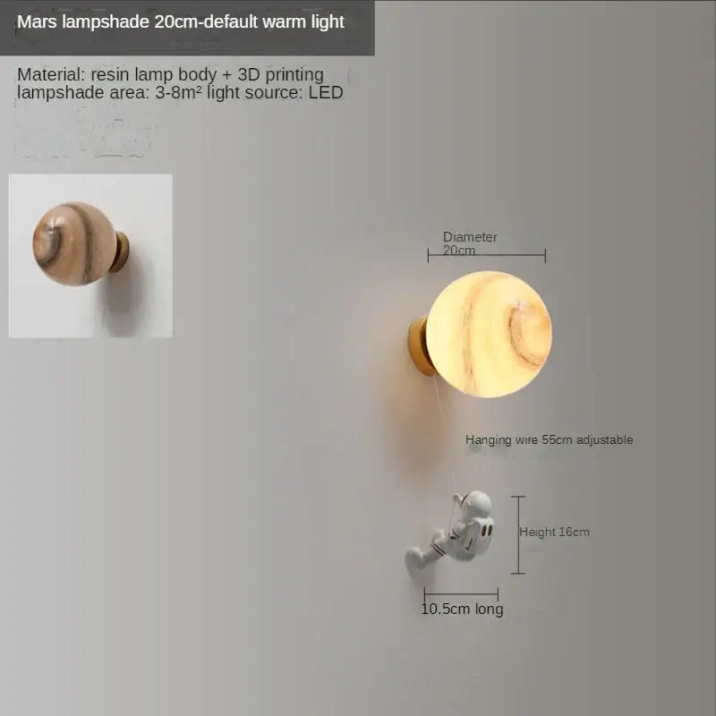 3d astronaut moon wall lamp for kids bedroom