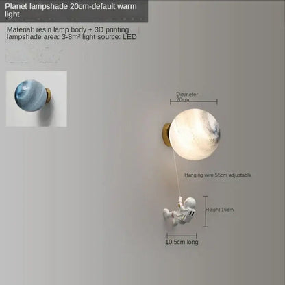3d astronaut moon wall lamp for kids bedroom