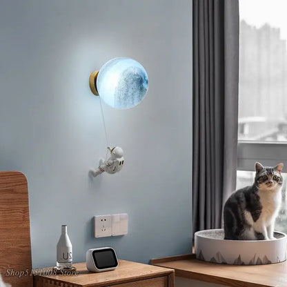 3d astronaut moon wall lamp for kids bedroom