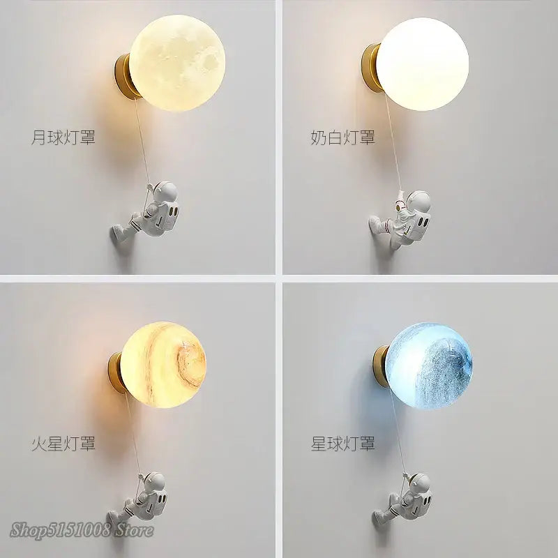 3d astronaut moon wall lamp for kids bedroom