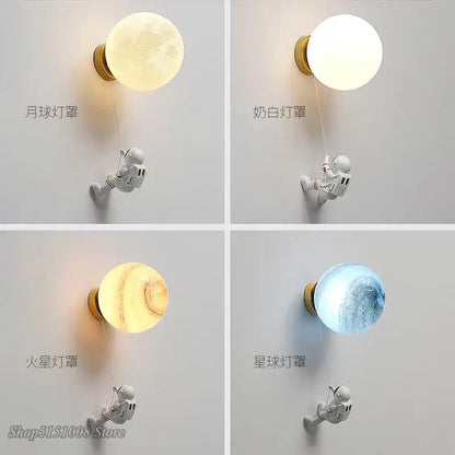 3d astronaut moon wall lamp for kids bedroom