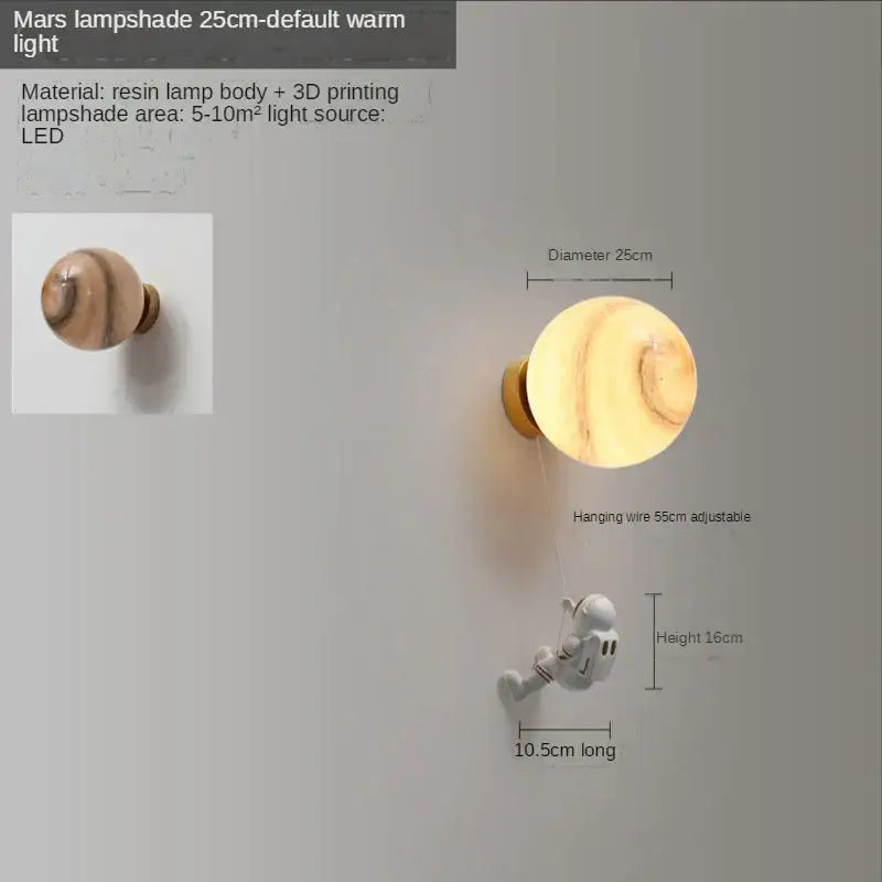 3d astronaut moon wall lamp for kids bedroom