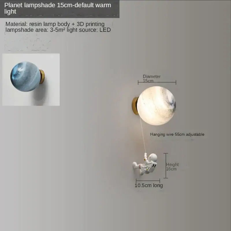 3d astronaut moon wall lamp for kids bedroom