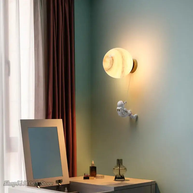 3d astronaut moon wall lamp for kids bedroom