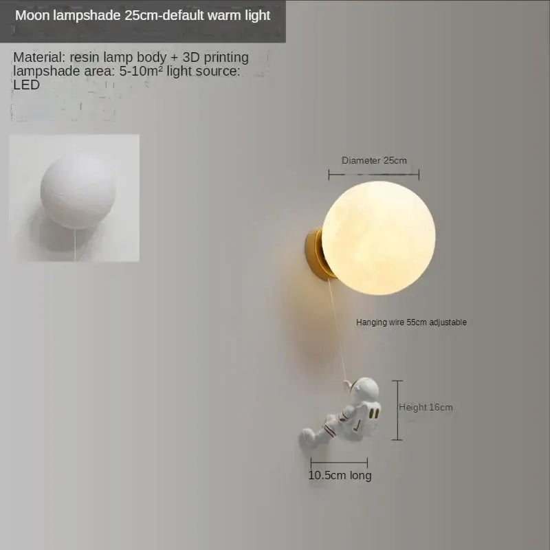 3d astronaut moon wall lamp for kids bedroom
