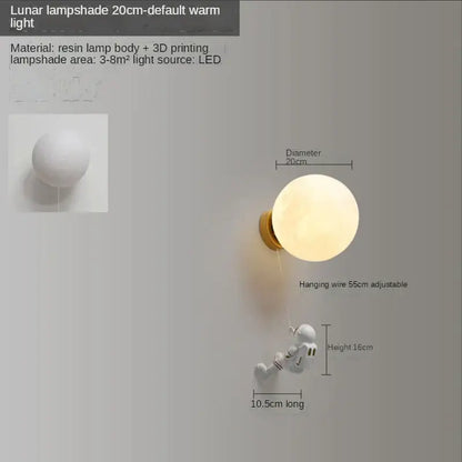 3d astronaut moon wall lamp for kids bedroom