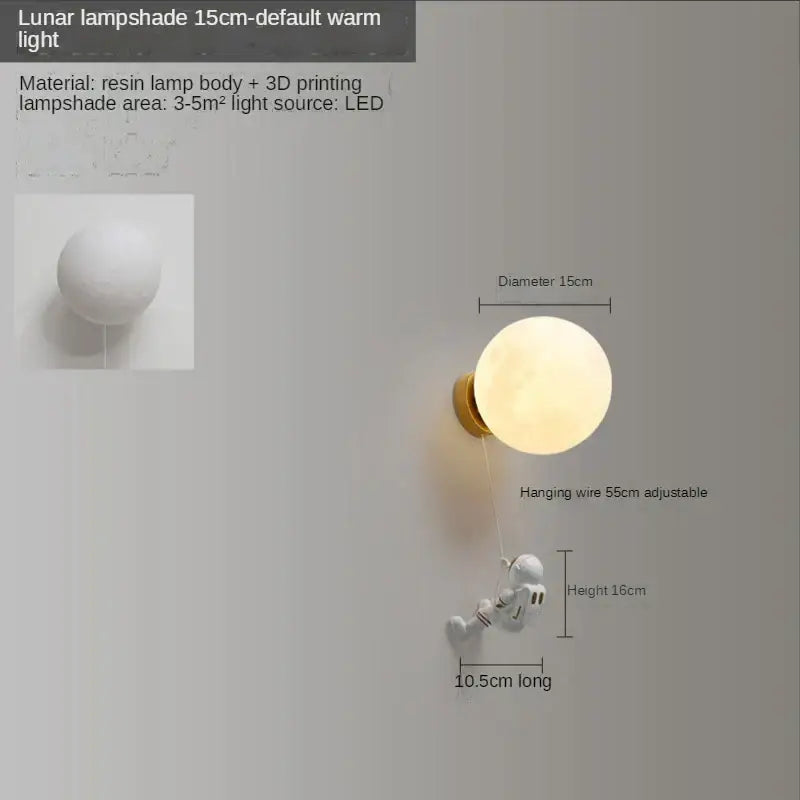 3d astronaut moon wall lamp for kids bedroom