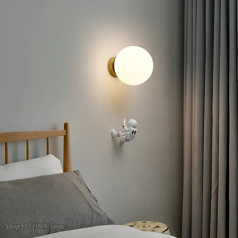 3d astronaut moon wall lamp for kids bedroom