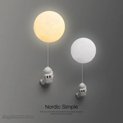 3d astronaut moon wall lamp for kids bedroom