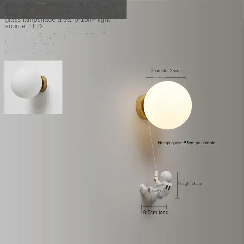 3d astronaut moon wall lamp for kids bedroom