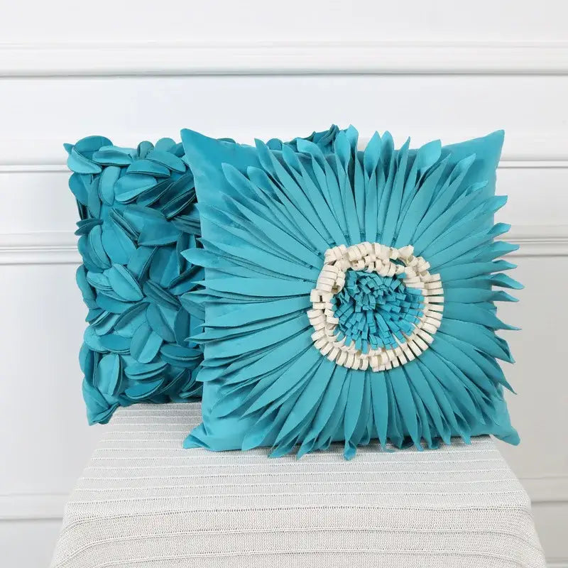 3d blue floral velvet cushion cover living room daisy pillowcase