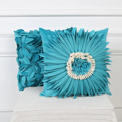 3d blue floral velvet cushion cover living room daisy pillowcase