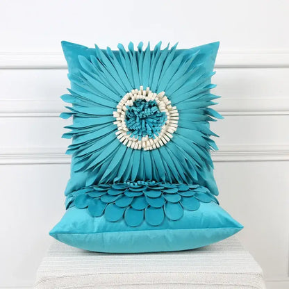 3d blue floral velvet cushion cover living room daisy pillowcase