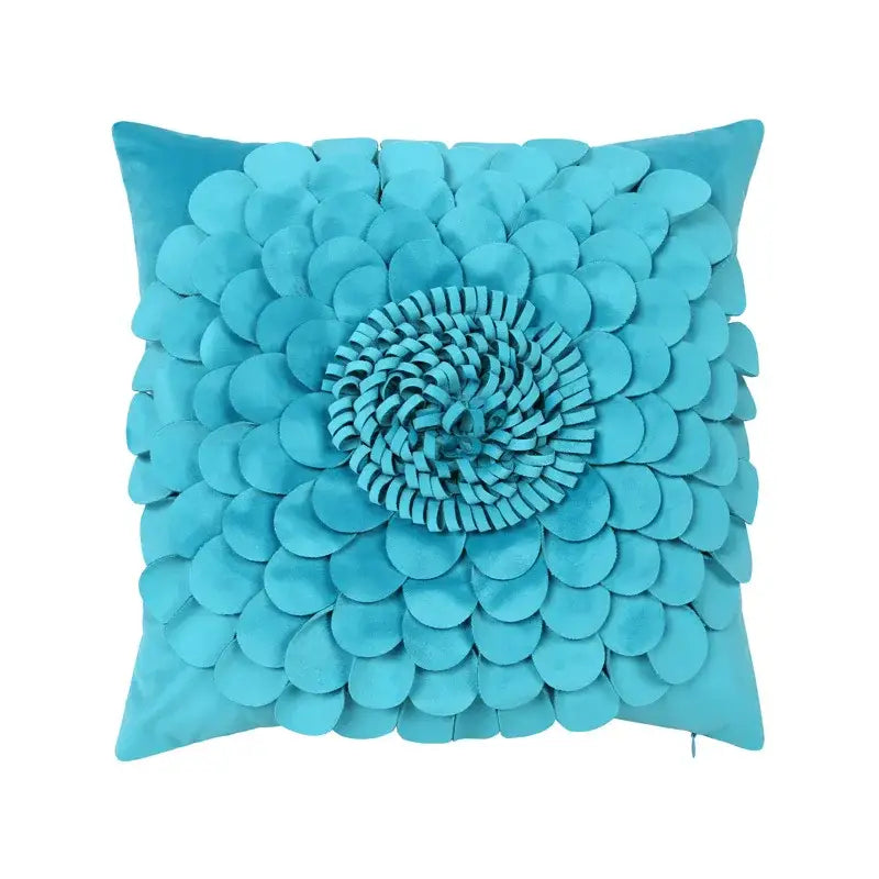 3d blue floral velvet cushion cover living room daisy pillowcase