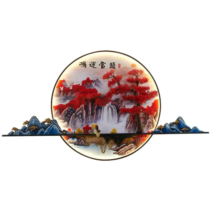 3d chinese pine landscape wall lamp living room warm backlit art