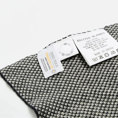 3d cube cotton knitted black & beige plaid blanket bedroom throw