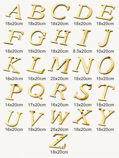 3d gold & silver mirror letters wall stickers – living room decor