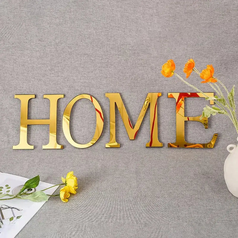 3d gold & silver mirror letters wall stickers – living room decor
