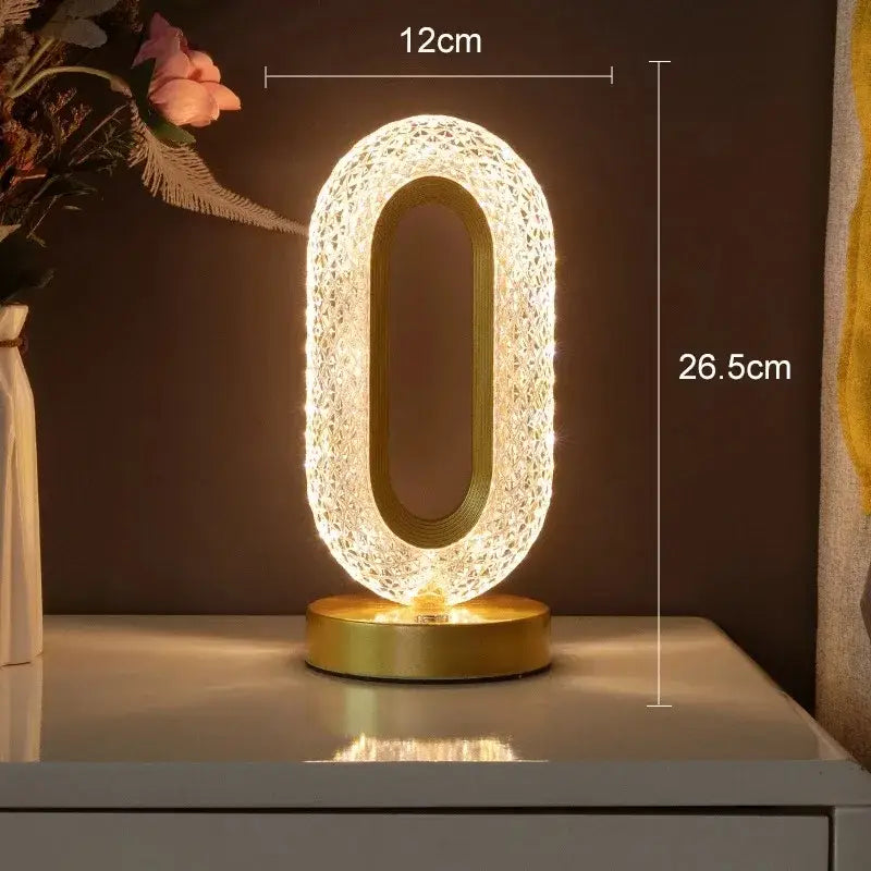 Golden crystalline crescent moon touch dimming night light bedroom