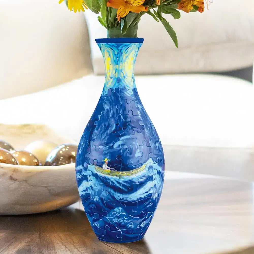Artistic patterned puzzle vase building set for living room decor
