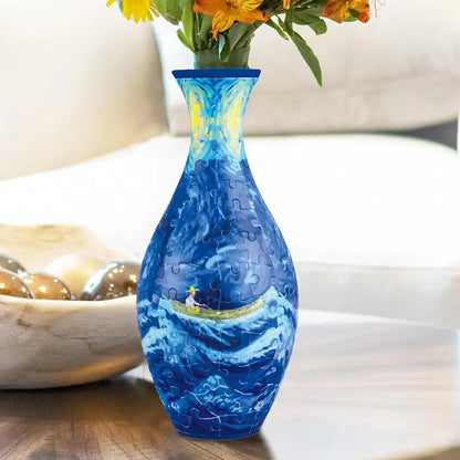 Artistic patterned puzzle vase building set for living room decor