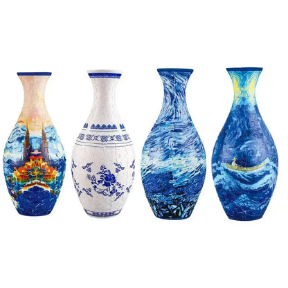 Artistic patterned puzzle vase building set for living room decor