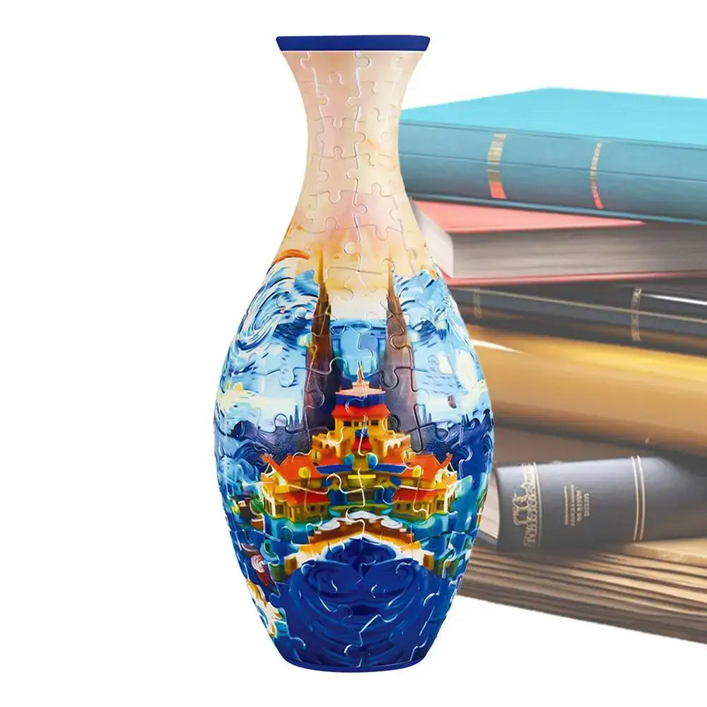 Artistic patterned puzzle vase building set for living room decor