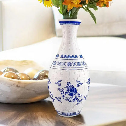 Artistic patterned puzzle vase building set for living room decor