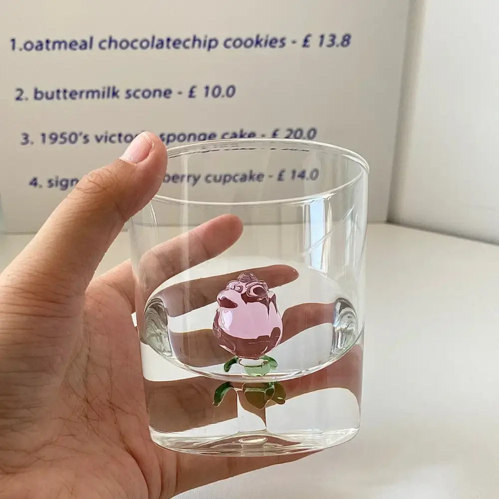 3d rose champagne flute glass – dining room pink flower goblet