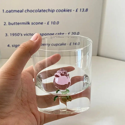 3d rose champagne flute glass – dining room pink flower goblet