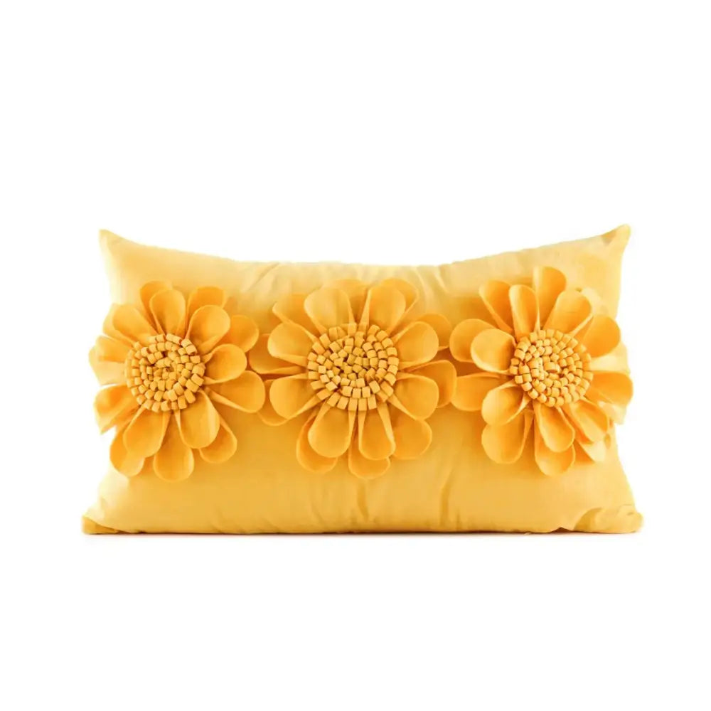 3d velvet flower pillow covers yellow & beige living room decor