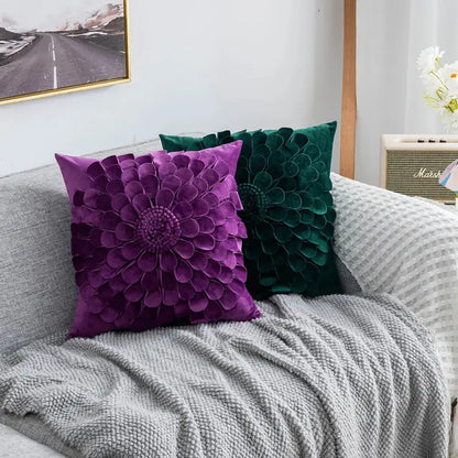 3d velvet flower pillow covers yellow & beige living room decor