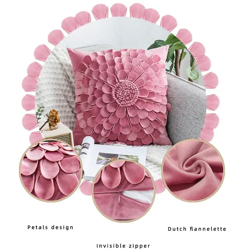 3d velvet flower pillow covers yellow & beige living room decor
