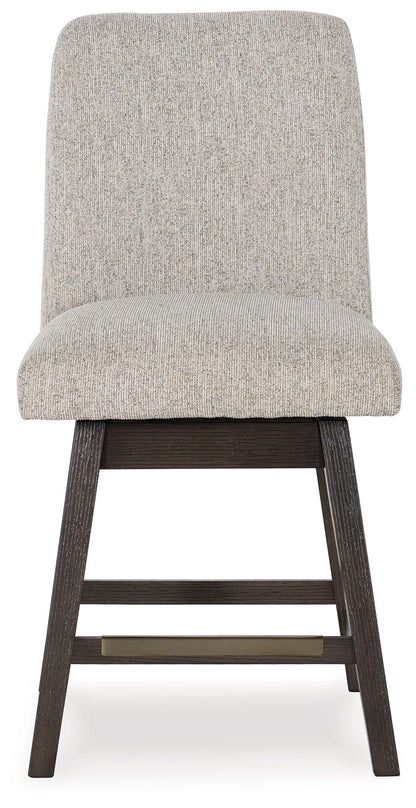 Burkhaus - Upholstered Swivel Barstool (Set of 2) - Beige / Dark Brown