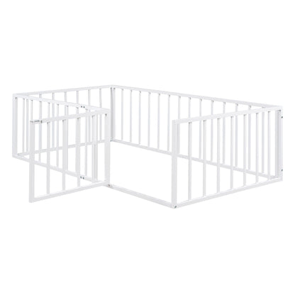 Metal Floor Bed Frame With Fence And Door