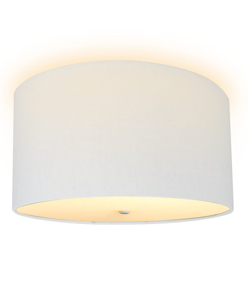 16"W Moderne Flush Mount Conversion Kit White Linen Drum Lampshade