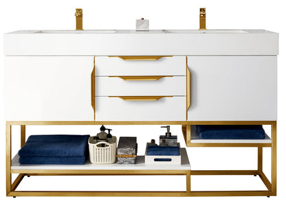 James Martin Columbia 59" Double Bathroom Vanity, Glossy White