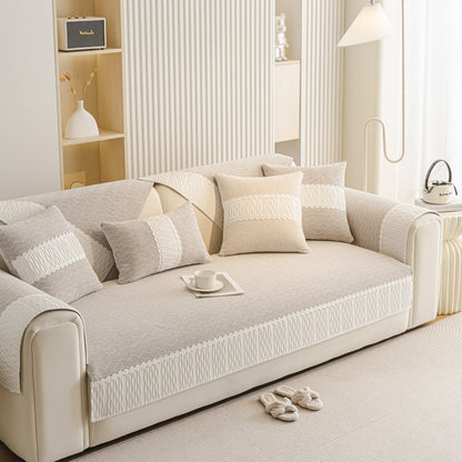 Herringbone Sofa Protector Cover, Non-Slip Couch Cover for Seat, Back & Arms