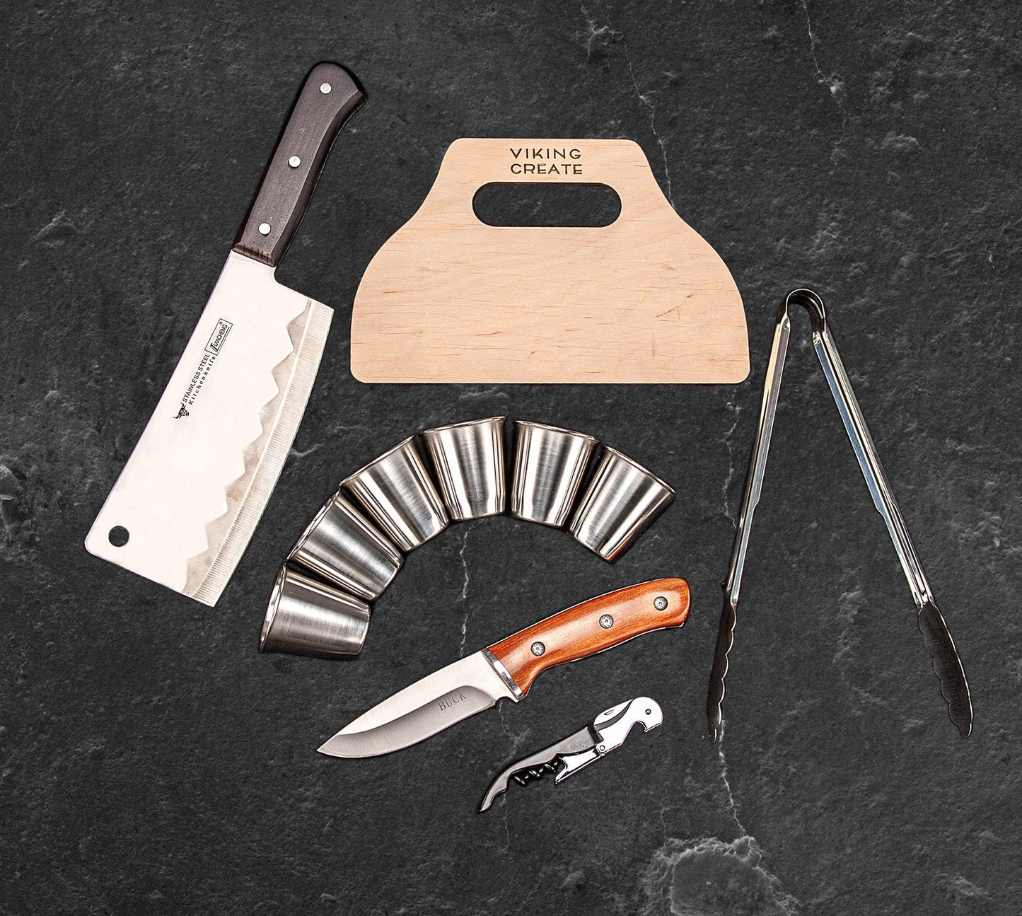 “Moose" Camping Accessories BBQ Skewers Set  in a Wooden Case, 18 items