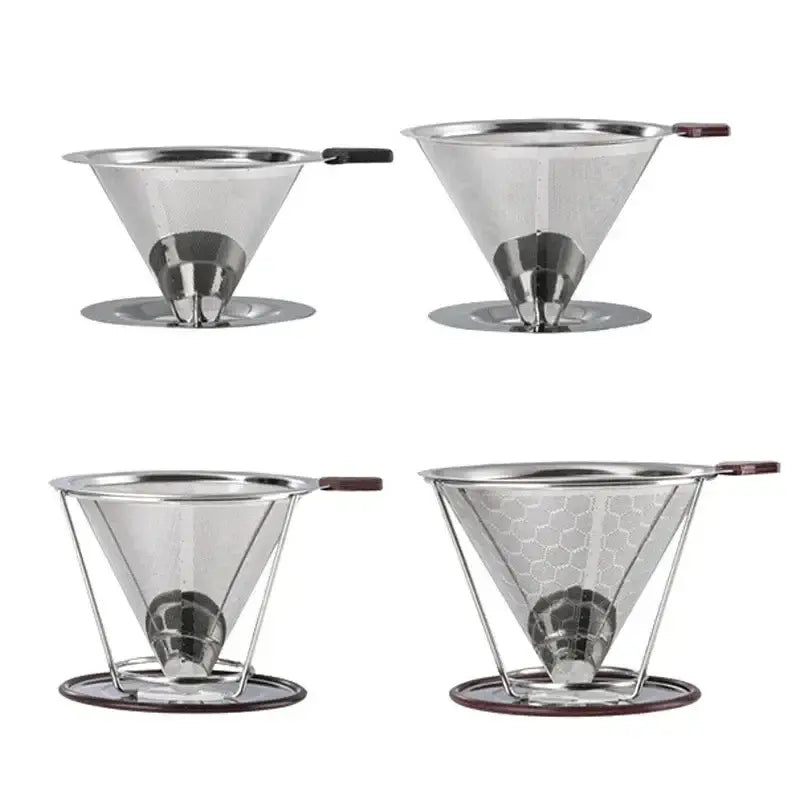 4 pack stainless steel double layer coffee filter funnel kitchen set