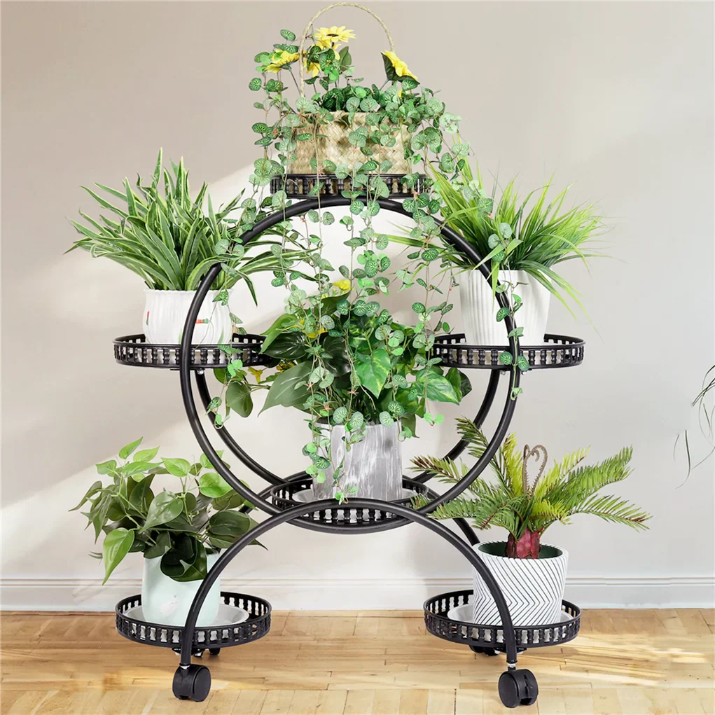 DecorBites™ 4-Wheel Plant Stand with 6 Pots