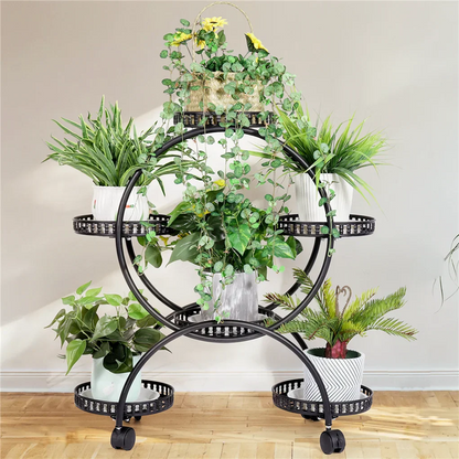 DecorBites™ 4-Wheel Plant Stand with 6 Pots