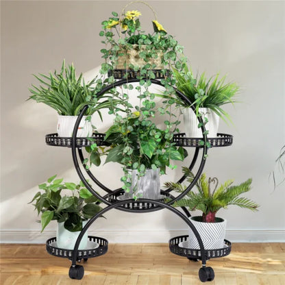 DecorBites™ 4-Wheel Plant Stand with 6 Pots