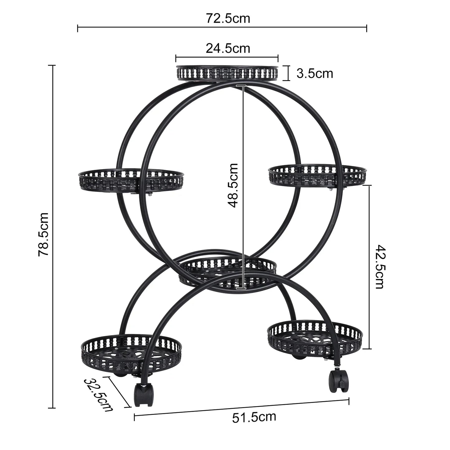 DecorBites™ 4-Wheel Plant Stand with 6 Pots