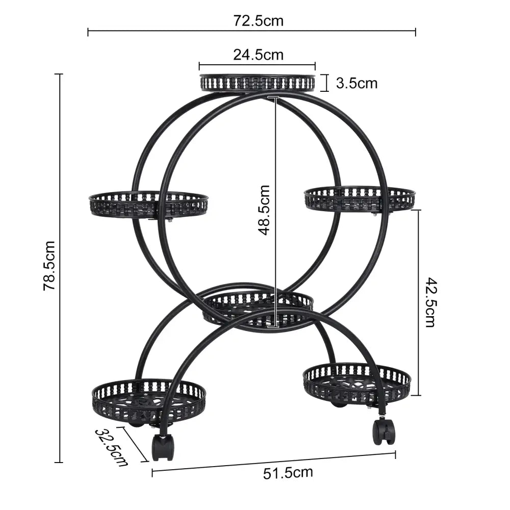 Modern black and red tiered plant stand shelf for living room